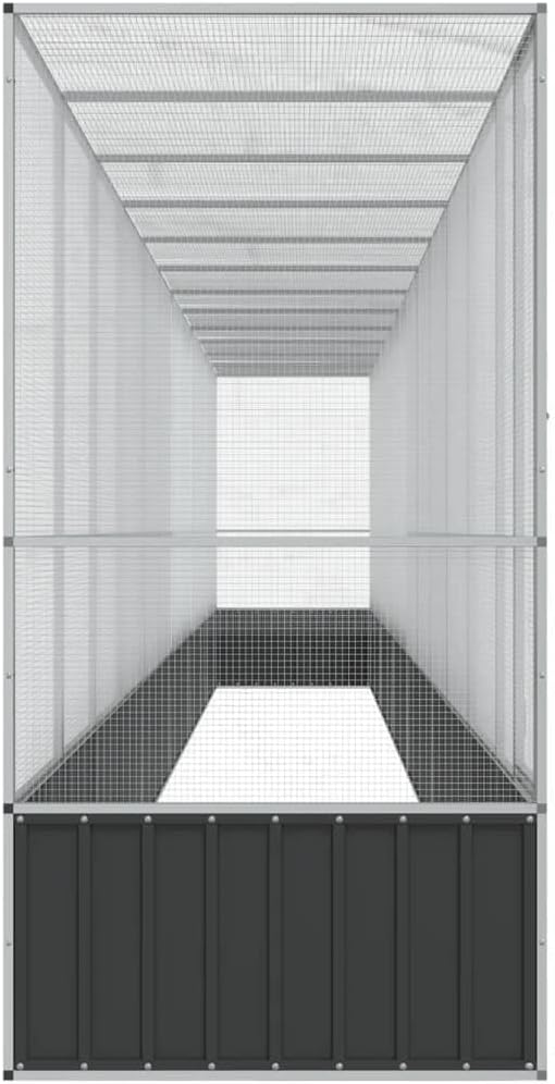 Large Bird Aviary with Extension, Outdoor Galvanized Steel Bird Cage, Galvanized Steel Outdoor Bird Aviary, Mesh Fence Bird House for Small Animals, 492.3"x42.1"x83.5"