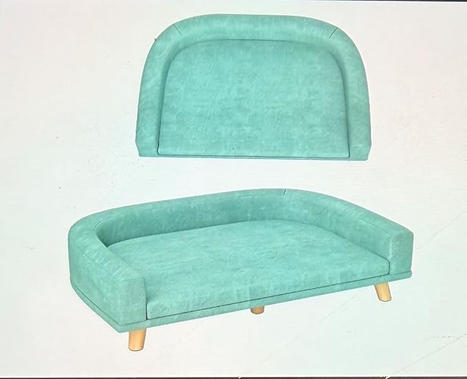 SUBARASHII Pet Sofa Couch Bed with Removable Cover for Dogs, Durable Dog Bed Furniture, Plush Fabric, MDF Frame with Pine Wood Legs, Large Size 33.9" W x 23.2" D, Stylish Neutral Home Decor