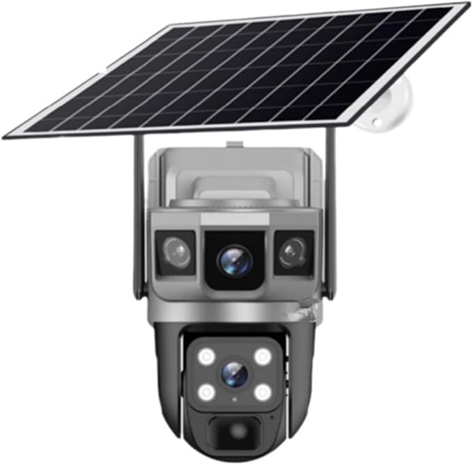 for Outdoor Camera Battery CCTV Monitor 4G SIM Card Network IP Security Pet Camera Motion Detection 3 Screen PTZ Camera(4G CCTV 32G Card)