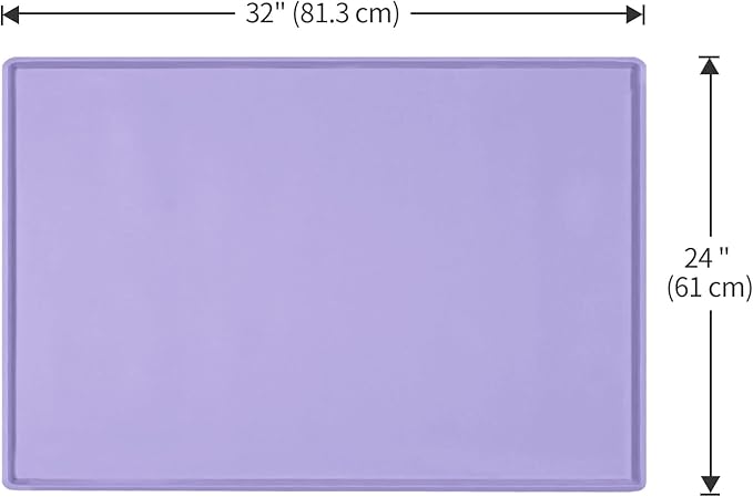Dog Food Mat,Silicone Waterproof Food Tray,Non Slip Pet Bowl Mats Placemat,1" Raised Edge,Suitable for Most Small and Medium Sized Pets,32" x 24"
