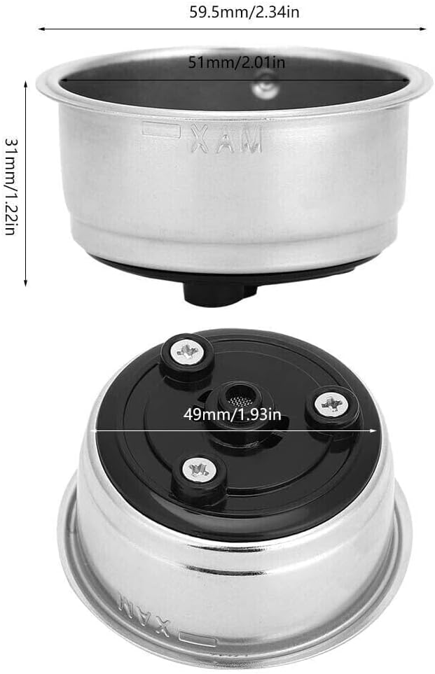 2-Pack Pressurized Coffee Filter Basket 51mm Portafilter Basket