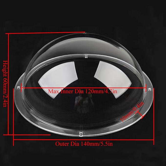 LOTOWELZON 4.7 Inch Acrylic Replacement Transparent Clear Camera Dome Cover Security Camera Housing Pet Dog Fence Window Skylight (ID120mm*H60mm/4.7 * 2.4in)