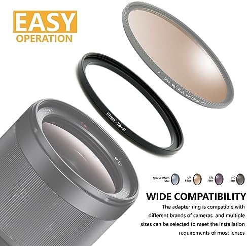 40.5mm to 37mm Step-up Adapter Rings Filter Adapter Black Metal Step Down Filter Ring Adapter Compatible with All Brand UV CPL ND Camera Lens Filter Stepping Rings (40.5mm-37mm)