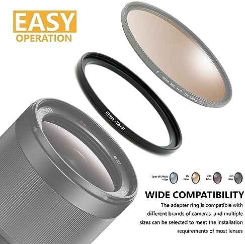 49mm to 52mm Step-up Adapter Rings Filter Adapter Black Metal Step Down Filter Ring Adapter Compatible with All Brand UV CPL ND Camera Lens Filter Stepping Rings (49mm-52mm)