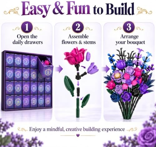 24 Flower Bouquet Advent Calendar 2026 Building Set, Big Gift Box