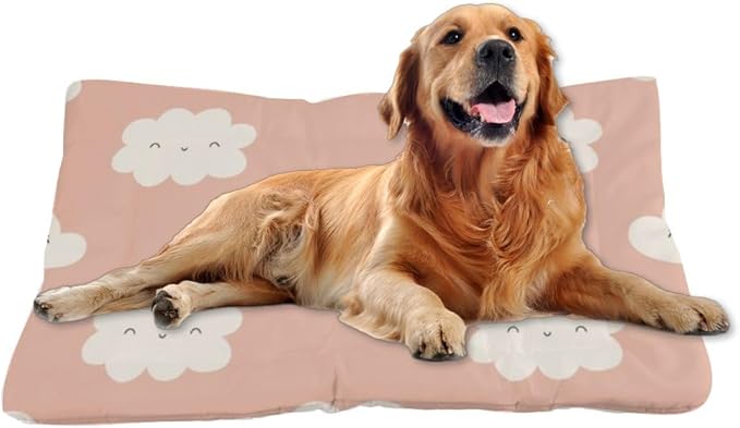 Cute Pink Clouds Dog Beds and Furniture Dog Kennel Mats for Crates Kennel Pads for Crates Washable Medium Crate Bed Washable Non-Slip Bed Crate Mats Pillow Dogs Indoor Outdoor 24X18 Inch