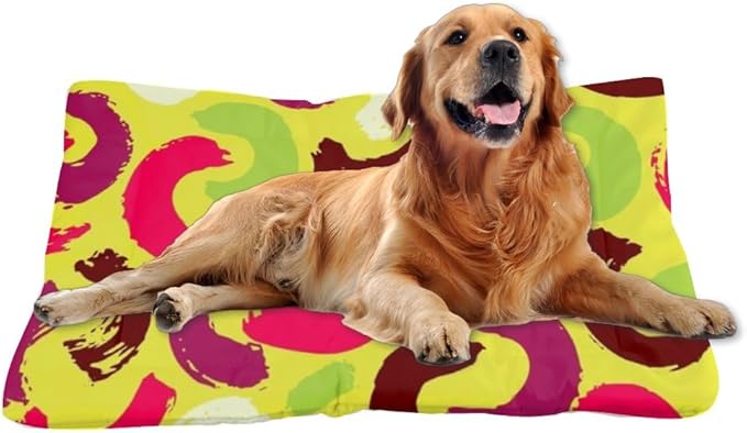 Dynamic Retro Modern Green Big Dog Bed Dog Mats for Sleeping Create Pad Crate Accessories Washable Non-Slip Crate Pad Washable Bed for Kennel Pet Mat Pillows Medium Dogs Indoor Outdoor 24X18 Inch