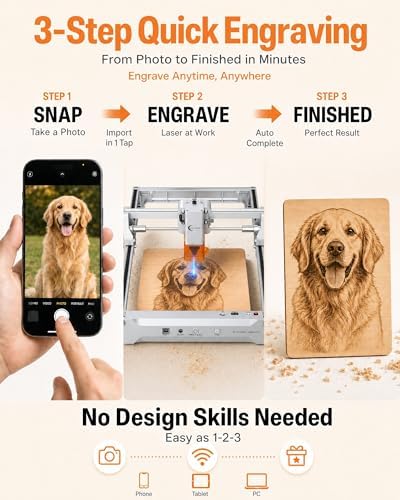 Laser Engraver 12W Laser Engraving Machine for Wood Metal Acrylic Glass Stone, DIY CNC Portable Laser Cutter 7.9" x 11.8" (Near A4) Offline Engraving Carverall K15 Pro Silvery, 12000mW, Class 1