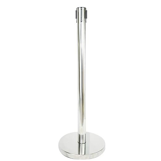 VIP Crowd Control Retractable Belt Stanchion Queue Safety Barrier Set, 36" Ht, 78" Belt + Wall Bracket (6 Mirror Posts Black Belt + SFrame + WBracket)