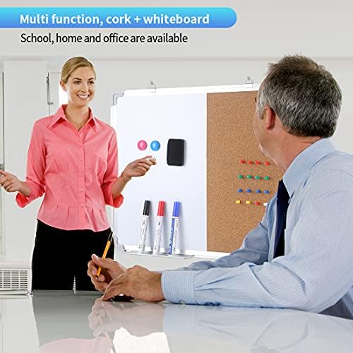 36x 24 '' Magnetic Dry Erase Board for wall Combo White Board Hanging whiteboard Half Cork whiteboard,3 Magnetic Markers,1 Magnetic Dry Eraser,