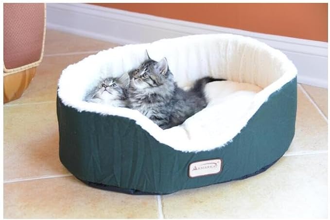 Dog Bed & Mat - Heavy Duty Canvas & Plush Cushion - Polyfill Comfort - Laurel Green & Ivory