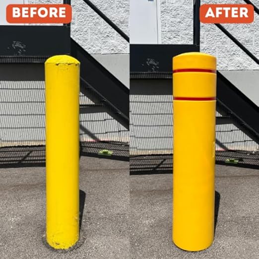 Innoplast BollardGard 7inches x 52inches Bollard Cover Yellow - Innoplast (Yellow red Tape)