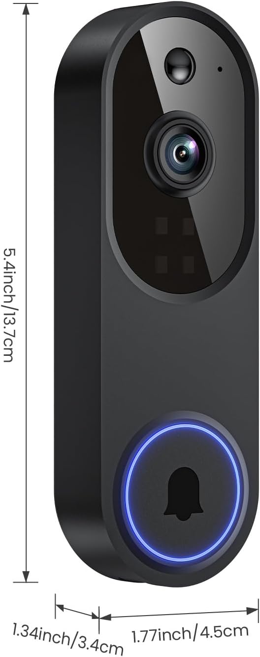 1080p Wireless Cameras & Monitor Video Doorbell Camera for Home Security, Pet dog Monitor, Cloud Storage, AI Human Detection, Night Vision, Two Way Audio, Indoor Outdoor Surveillance, 2.4G Wi-Fi Only