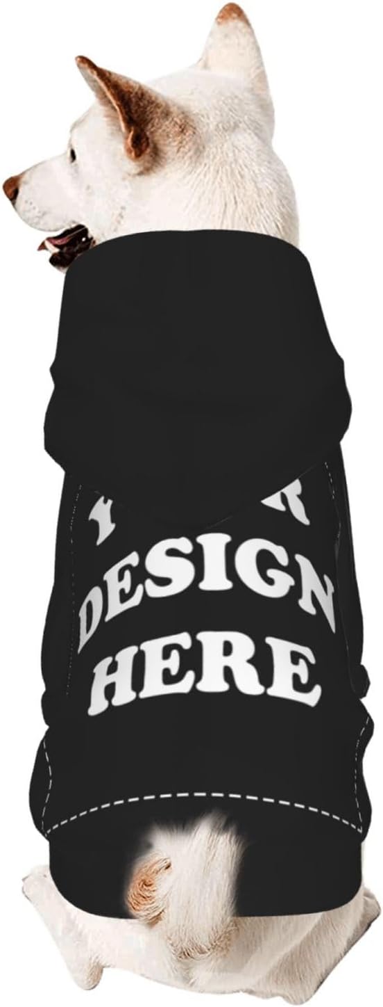 Dog Clothes, Custom Dog Hooded Sweatshirt, Personalized Pet Costume Robe Shirt with Text/Image/Club Name/Pet Shop Logo for Small Medium Large Dogs and Cats, Black, XL
