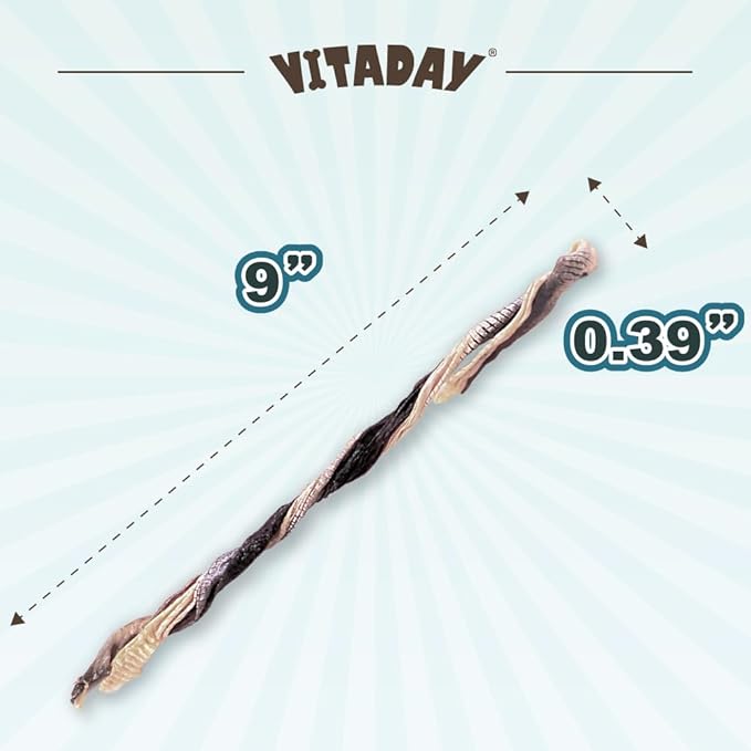 VITADAY Dog Jerky, 100% Fish Skin Dog Treats, Tough Grain-Free Rawhide Alternative, Natural Dog Jerky Treats for, Rich in Collagen & Omega-3, Low Fat, Hypoallergenic, 2.5 oz Pack, Stick