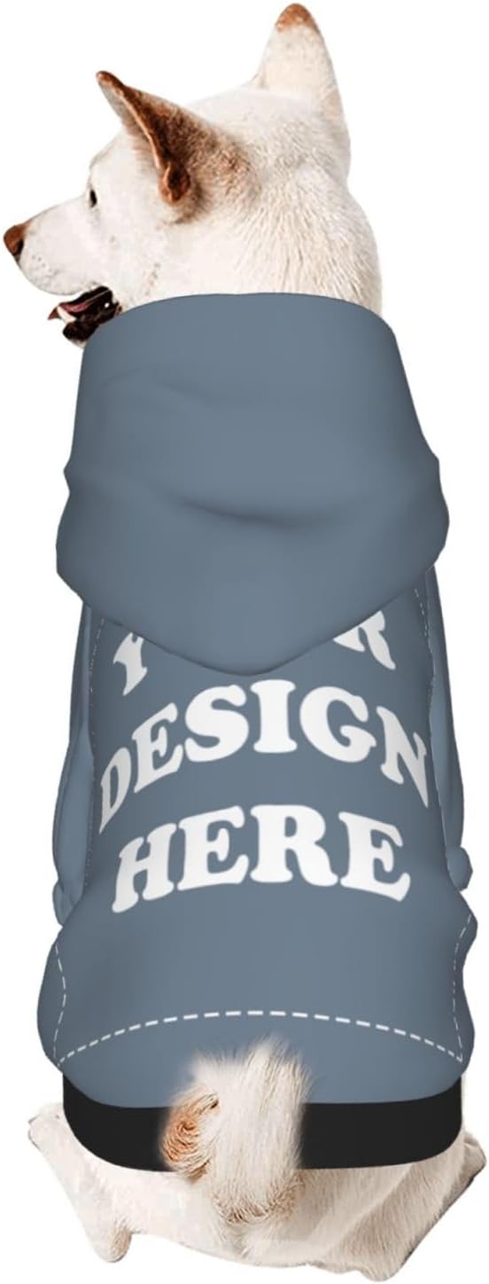 Personalized Chihuahua Dog Hoodie, Custom Pet Warm Sweatshirt Costume with Name Number Photo, Customize ID Clothes for Pupppy Kitten Dogs Cats, SlateGray, XL