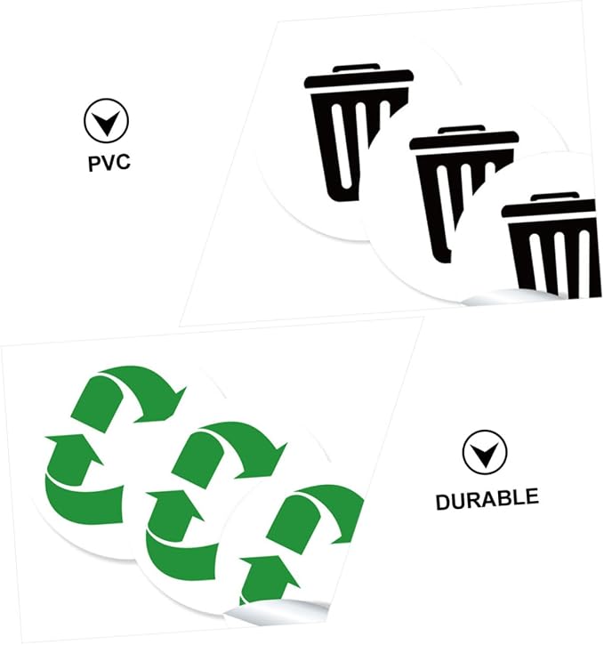Garbage Sorting Stickers Set 6 Self-Adhesive Waste Classification Labels