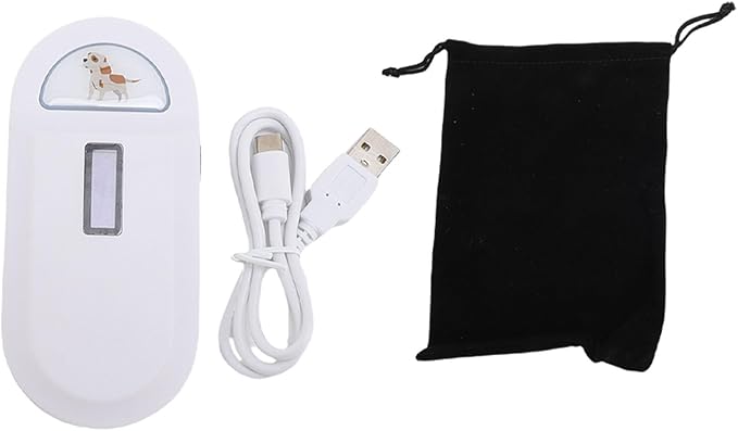 Pet Chip ID Scanner, Animal Tag Scanner with High Brightness Display, 800mAh Rechargeable Battery for FDX B & EMID Animal Management (White)