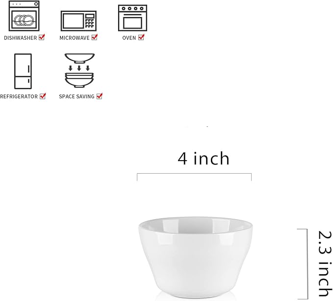 Selamica Ceramic Small Bowls Dessert Bowls 8oz Bouillon Cups