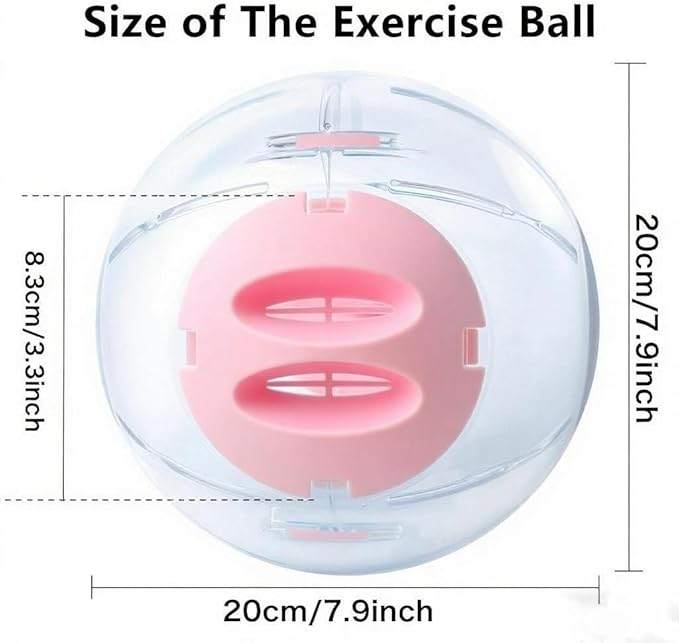 Hamster Exercise Ball, 7.9 Inch Syrian Hamster Ball, Transparent, Large Ball with Four entrances (Pink)