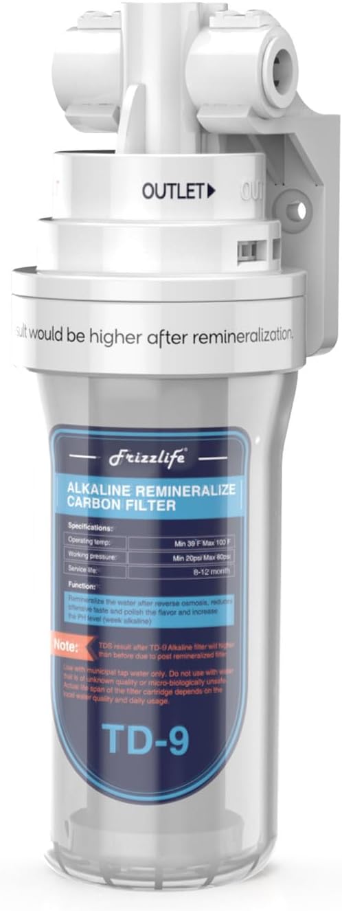 Frizzlife TD-9 Alkaline Remineralization Under Sink Inline Water Filter