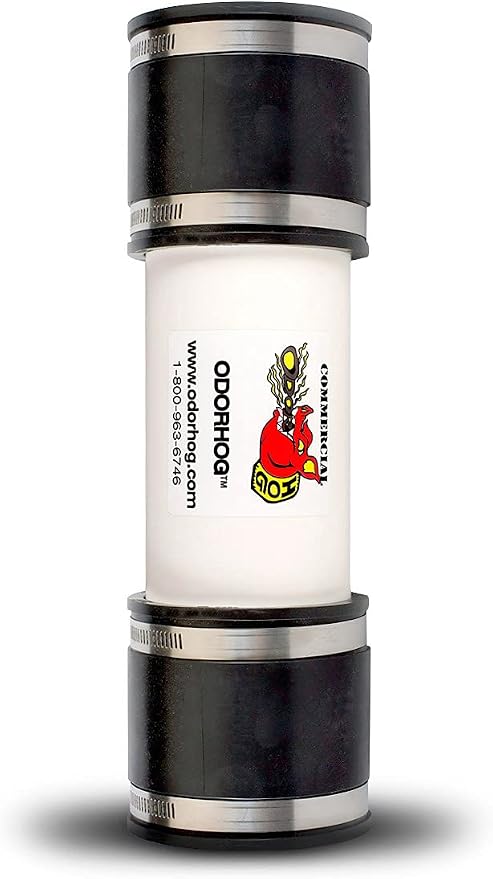 OdorHog Vent Stack Pipe Filter, PVC Inline Model
