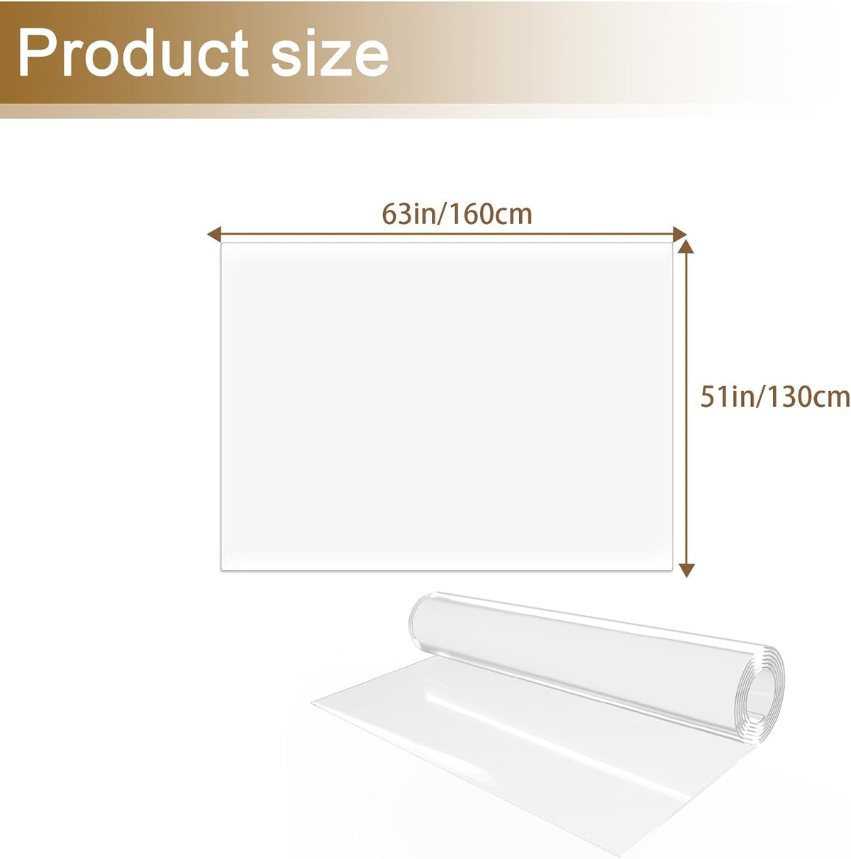 4 x 5 ft Clear Area Rug, 51" x 63" Plastic Office Floor Mat, 60 mil Thick Vinyl Plastic Carpet for Hardwood Floors, Transparent Runner for Dinning Room, Living Room, Entryway Kitchen Hallway