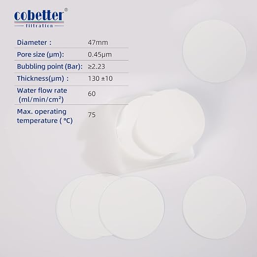 100 Pcs/Pack MCE Membrane Filters Lab Mixed Cellulose Esters Filter 47mm 0.45µm