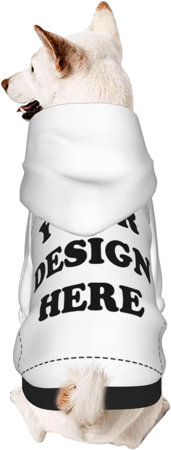 Dog Clothes, Custom Dog Hooded Sweatshirt, Personalized Pet Costume Robe Shirt with Text/Image/Club Name/Pet Shop Logo for Small Medium Large Dogs and Cats, White, L