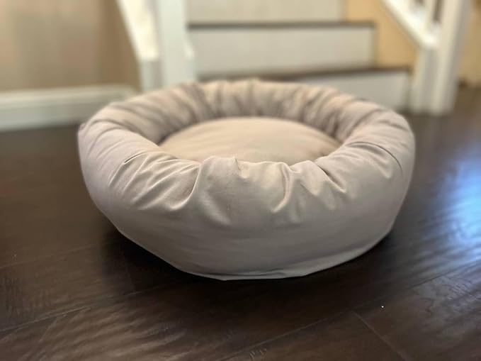 Organic Cotton Canvas Dog Bed: Removable Cover, Natural Fill - Made in USA (Gray, Medium 28" x 8" inches)