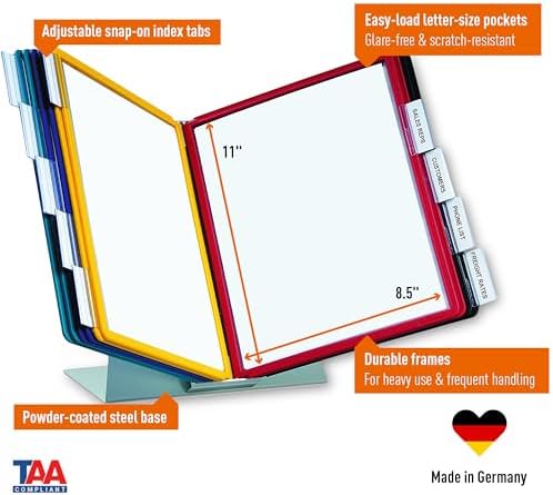 Durable VARIO 20 Pocket Desktop Reference System - Letter Size 10 Double-Sided Panels - Assorted Color Borders (Pack of 6)