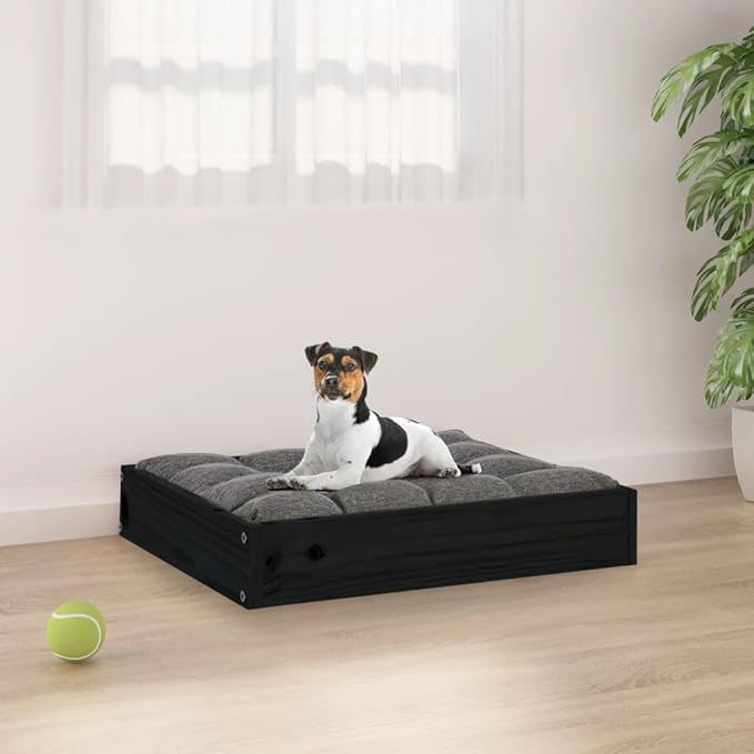 Minimalist Solid Pine Wood Dog Bed for Small Breed Pets, Durable Rectangular Frame 20.3 x 17.3 x 3.5 Inches, Modern Sleek Design for Living Room or Bedroom, Easy Assembly
