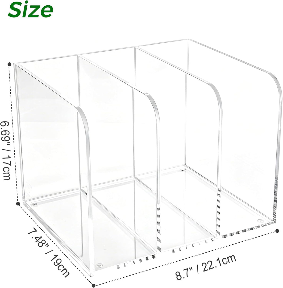 Lovemolly 3-Slot Clear Acrylic Magazine File Holder – Wide Vertical Desk Organizer for Books, Binders & Tablets, 5mm Thick, 7.48 x 8.97 x 6.69 in