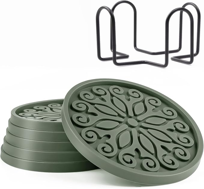 Coasters for Drinks, Resistant Reusable Silicone Coasters
