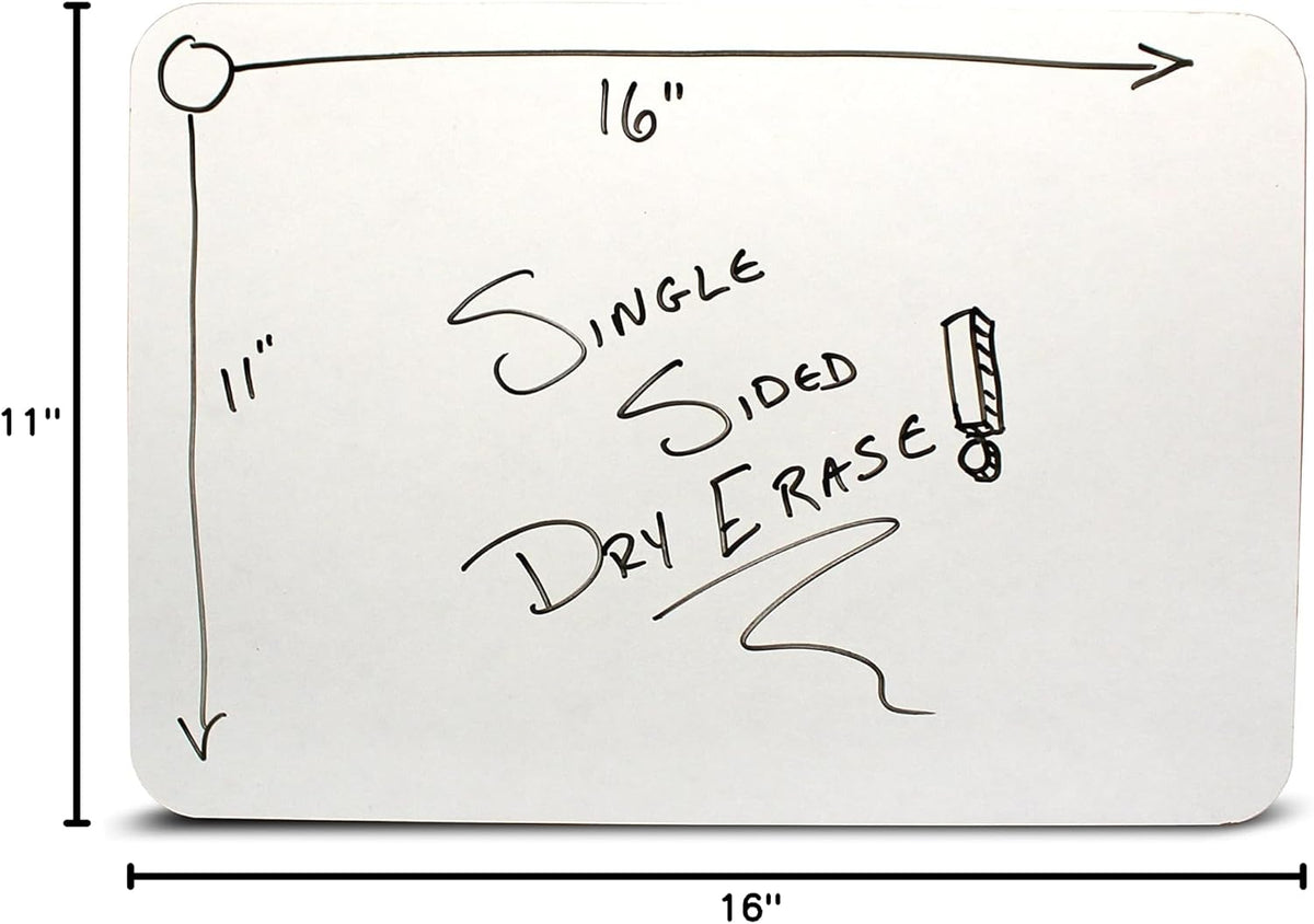 Flipside Products 11" x 16" Large Dry Erase White Boards, Classroom Pack, Single-Sided Lapboard for Class, Reusable for Group Participation - 12 Pack