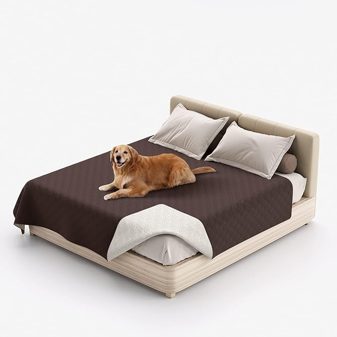 Waterproof Dog Bed Covers for Couch Protection, Water-Resistant Soft Dog Pet Blanket Anti-Slip Dog Blanket for Bed, for Furniture Bed Couch Sofa (Brown,86x82inch)