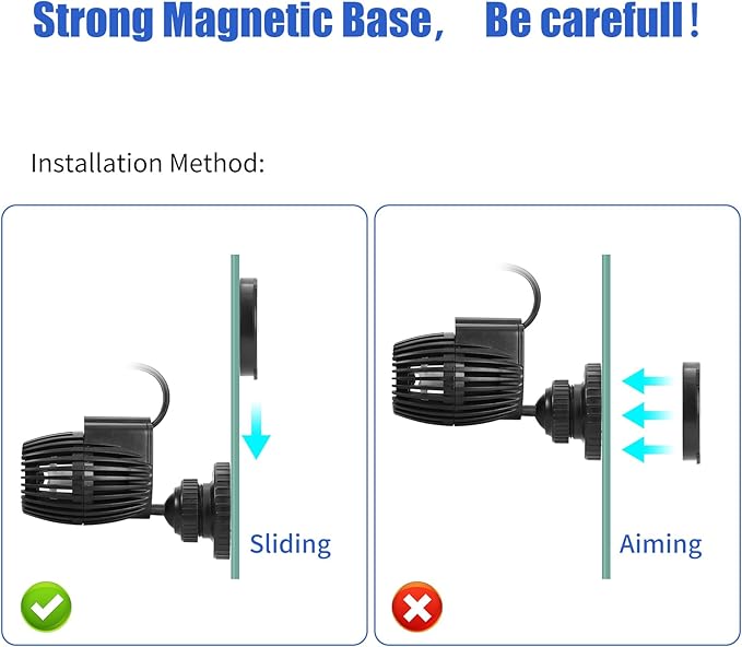 AQUANEAT Aquarium Wavemaker Circulation Pump, 480GPH Fish Tank Powerhead, Submersible Water Pump, Magnetic Base
