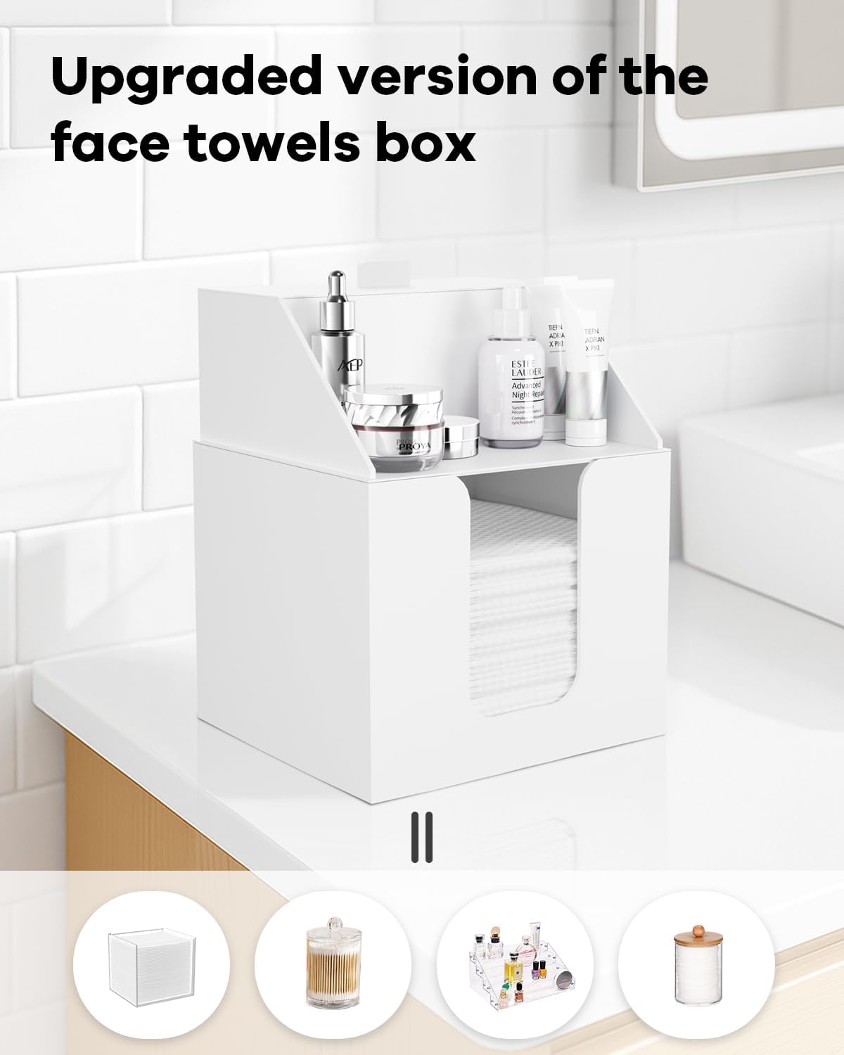 Double Layer Face Towel Holder, Premium Acrylic, Matte White