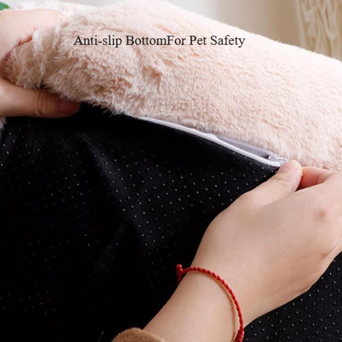 Soft Fluffy Self-Warming Cat Bed | Washable Pet Sofa for Indoor Cats & Small Dogs | Cute Princess-Inspired Kitten Couch & Puppy Bed(Light Orange,21.65''*14.96''*7.09'')