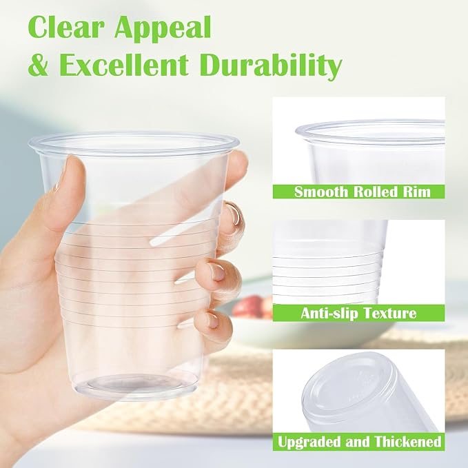 Lamosi 300 Count 16 oz Clear Plastic Cups, Disposable Cold Drinking Cups |