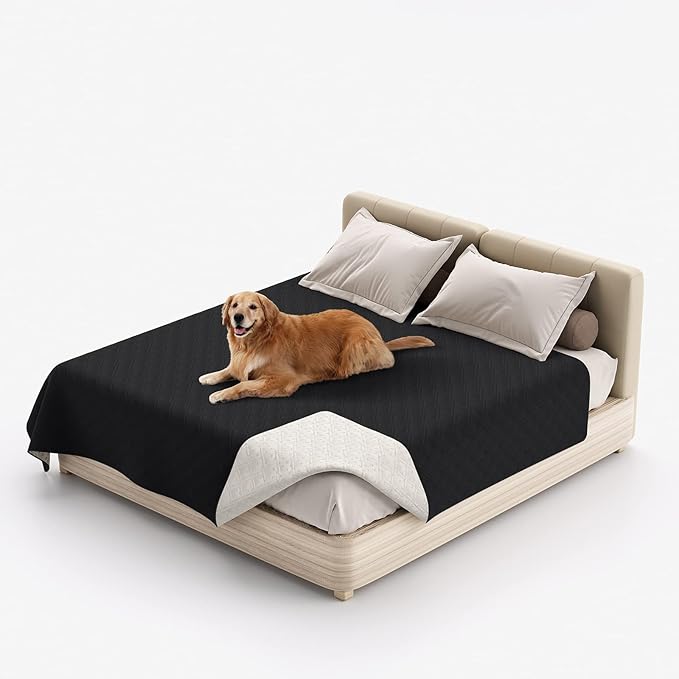 Waterproof Dog Bed Covers for Couch Protection, Water-Resistant Soft Dog Pet Blanket Anti-Slip Dog Blanket for Bed, for Furniture Bed Couch Sofa (Black,86x82inch)