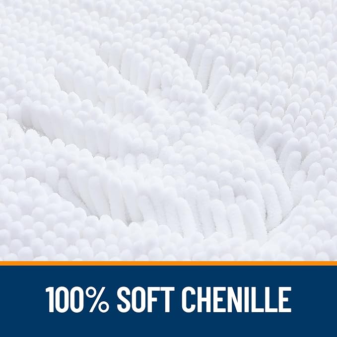 OLANLY Bathroom Rugs 34x21, Extra Soft Absorbent Chenille Bath Rugs, Rubber