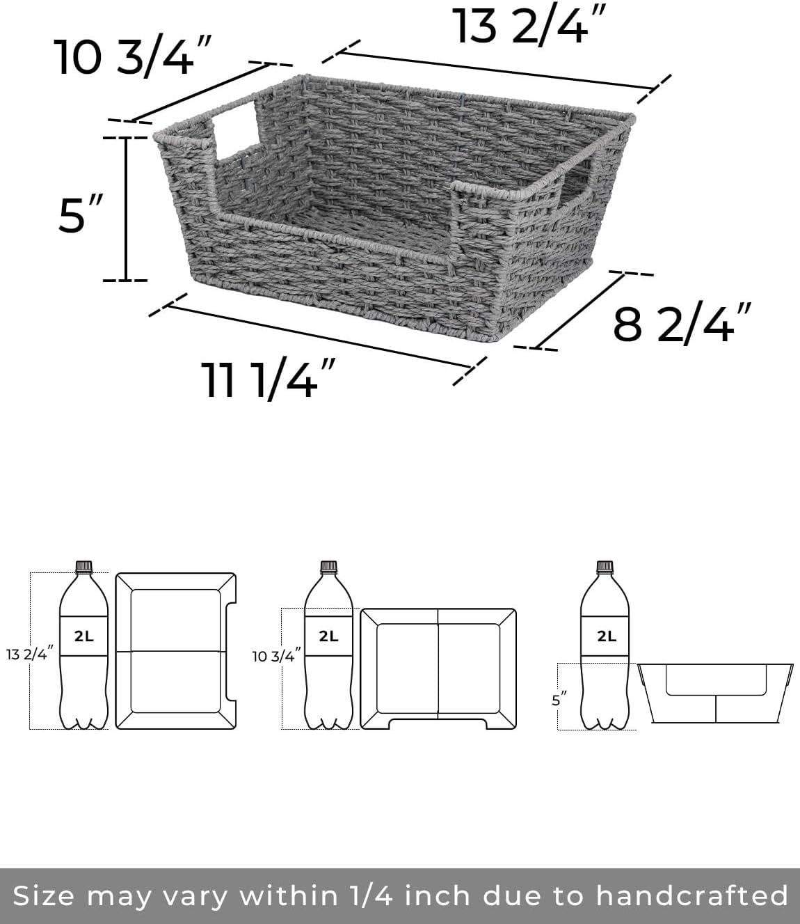 StorageWorks Pantry Baskets for Organizing, Paper Rope Grey Baskets, 2 Pack