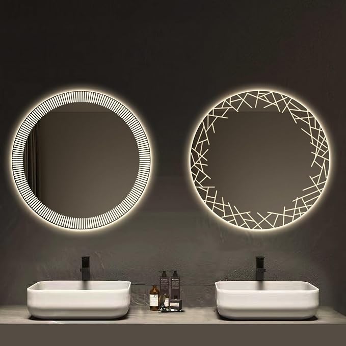 Bathroom Mirror with LED Lights, Wall Mirror with Touch Sensor, Round Mirror