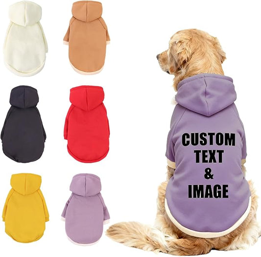 Custom Dog Hoodie, Personalized Sweatshirt with Photo Text Name Logo, Customized Hooded Sweater for Small Medium Large Dogs & Cats (Purple, XXXXX-Large)