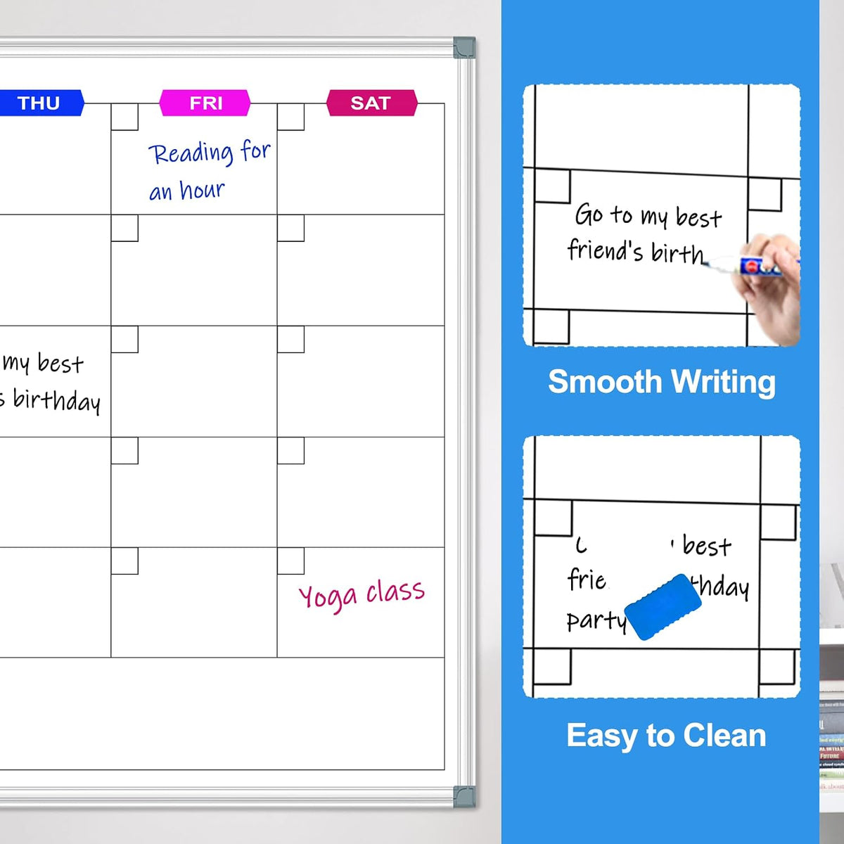 Big Magnetic Calendar Whiteboard for Wall, 60 X 40 Inch