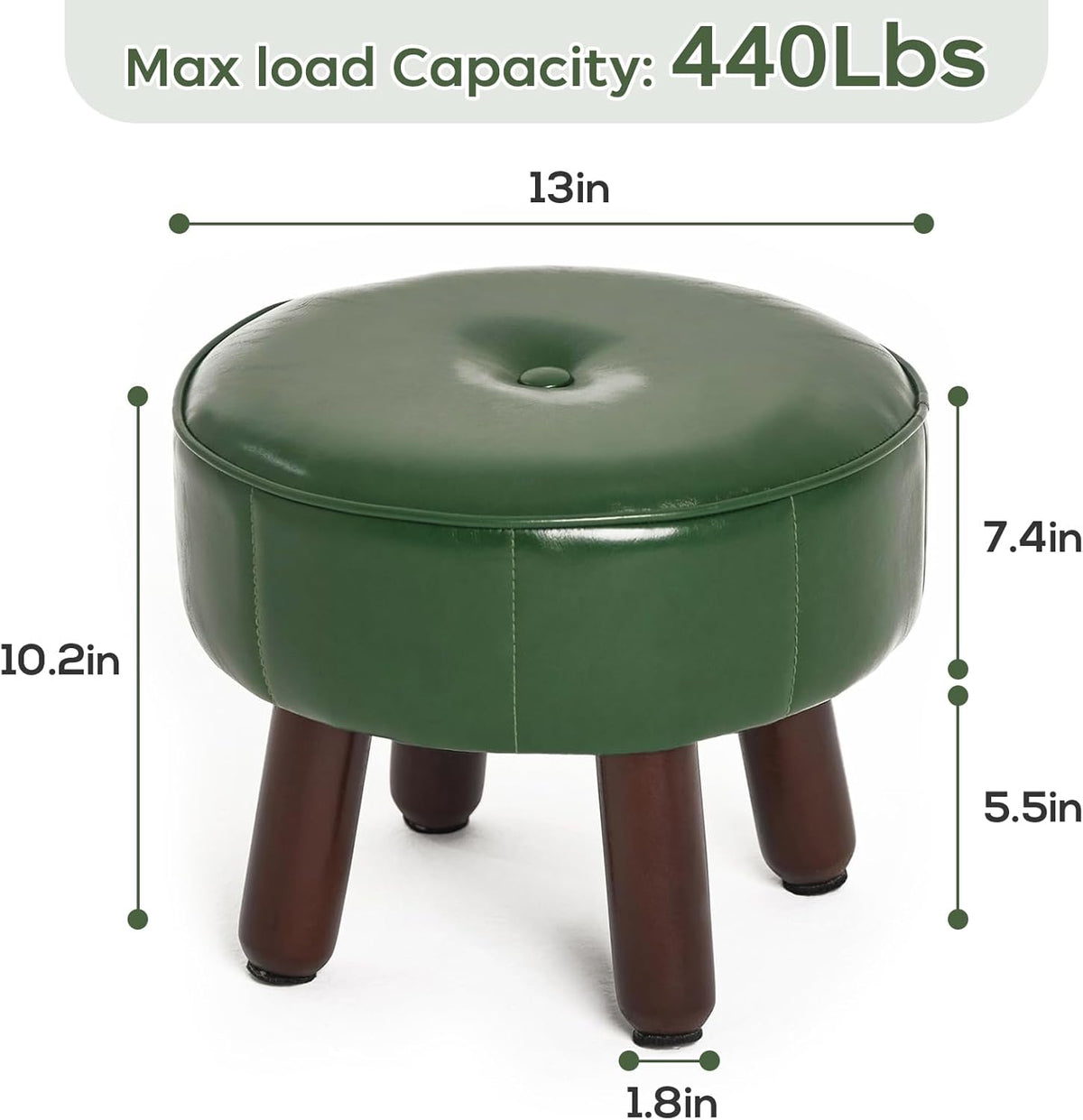 oakvivo 13in Small Foot Stool Ottoman, Faux Leather Foot Rest for Couch