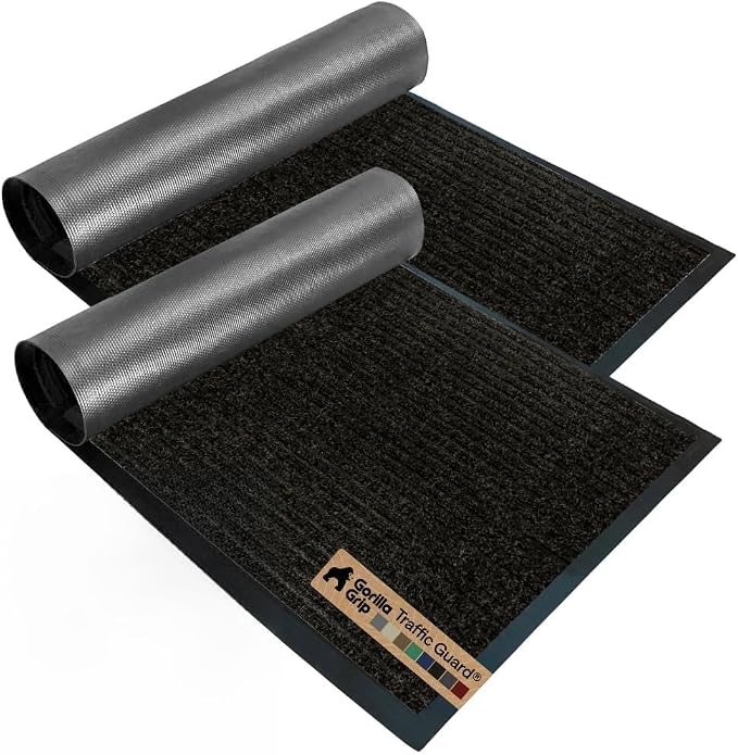 GORILLA GRIP Waterproof Traffic Guard Door Mat, 2 Pack Heavy Duty Entryway Mats