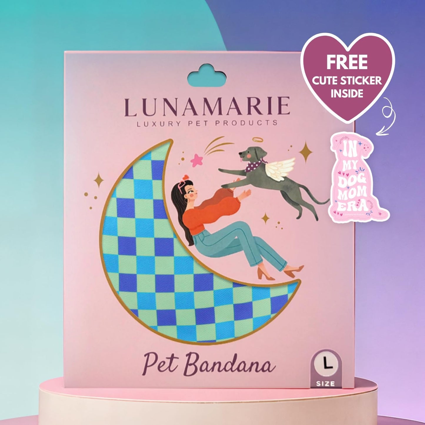 LunaMarie - Luxury Pet Birthday Bandanas -Premium & Silky Poly Fabric | 100% Handmade | Custom Shape Dual Layered (Electric Rebel, X-Small)