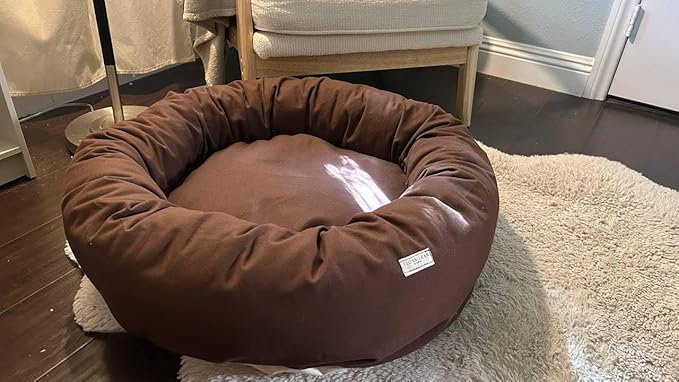Organic Cotton Canvas Dog Bed: Removable Cover, Natural Fill - Made in USA (Dark Brown, XX Large 50" x 8" inches)